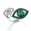 Double Eye Ring with Colored Stones and diamonds