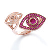 Double Eye Ring with Colored Stones and diamonds