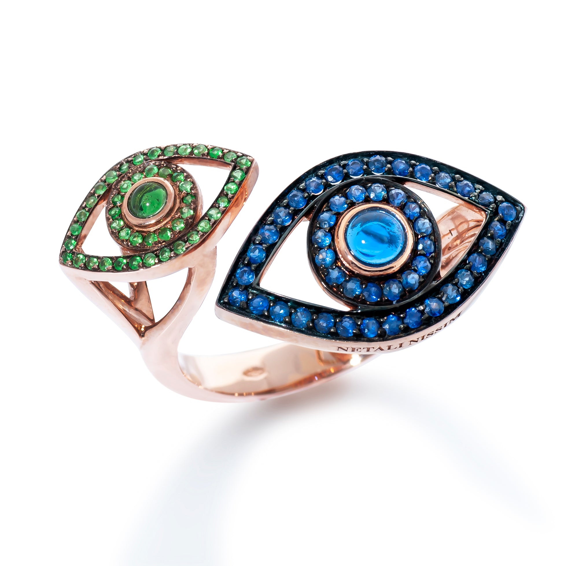 Double Eye Ring - Blue Sapphires