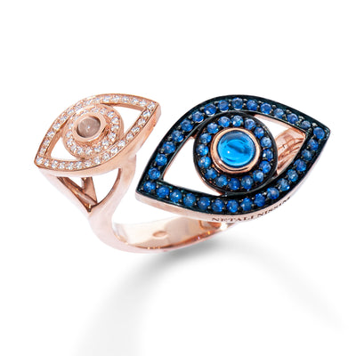 Double Eye Ring - Blue Sapphires