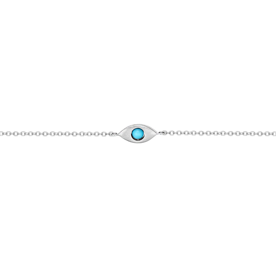 Plain Single Eye Solid Gold Bracelet with Turquoise