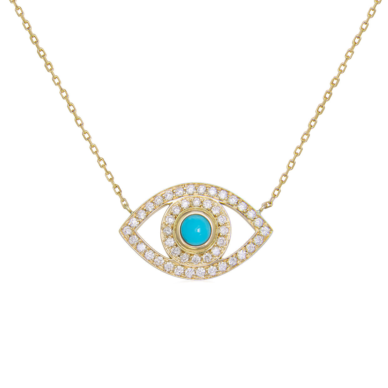 Diamonds/ Turquoise | 18K Yellow Gold