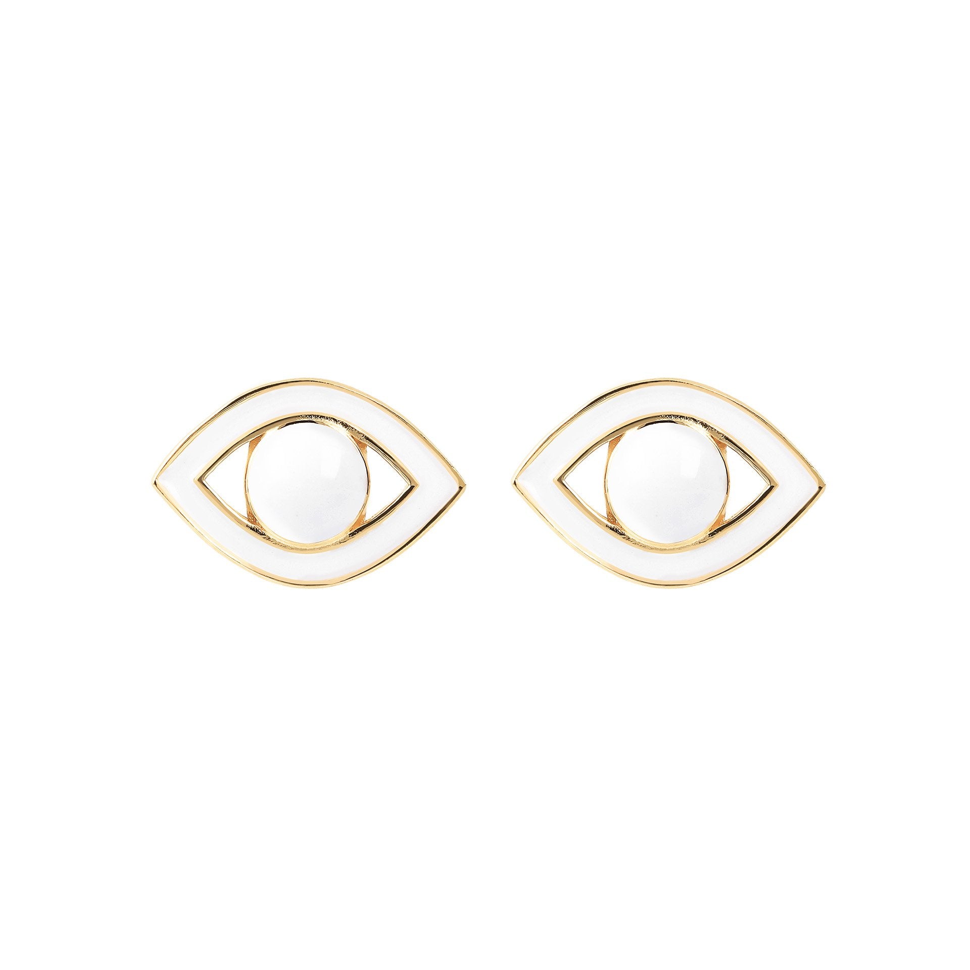 Small Eye Stud Earrings White