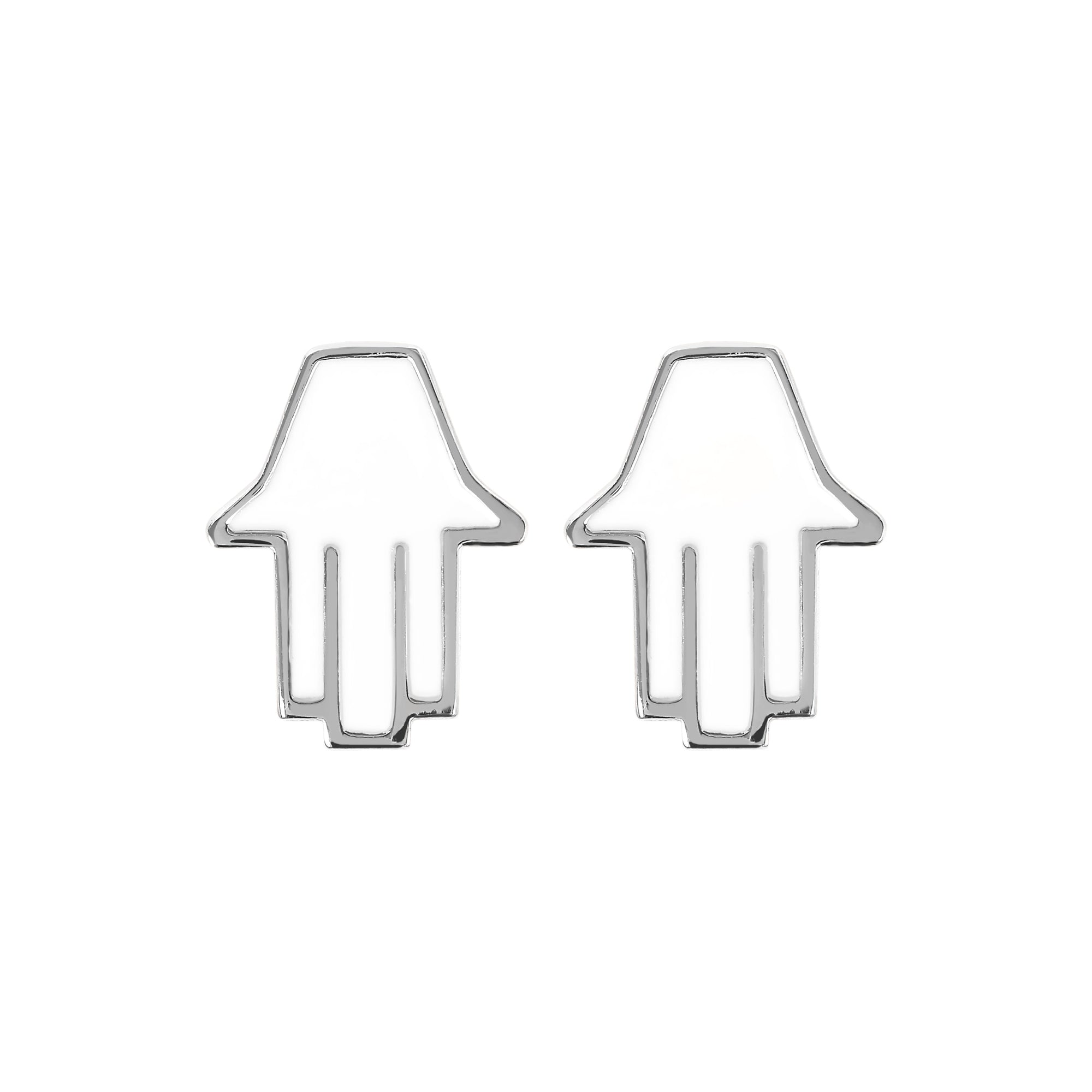 Small Hamsa Stud Earrings White