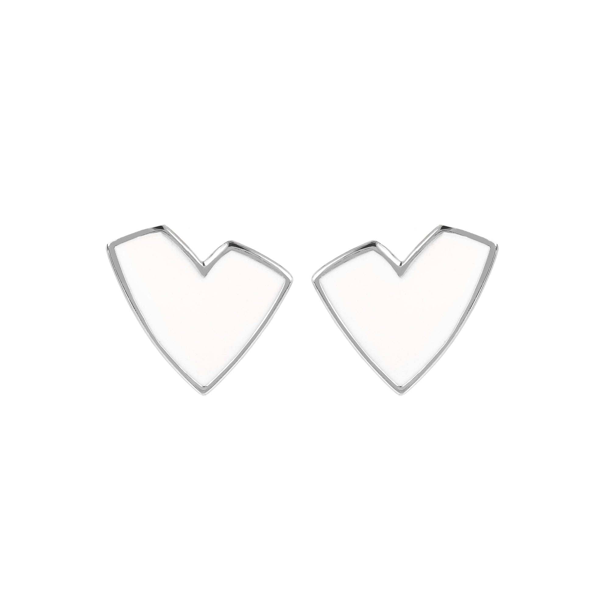 Small Heart Stud Earrings White
