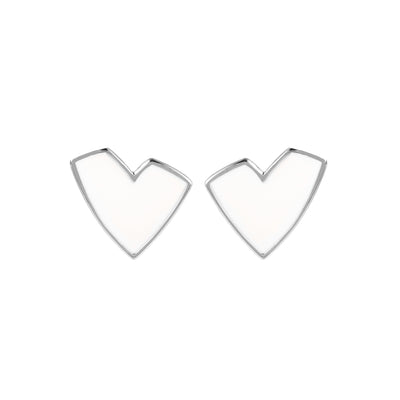 Mini Heart Earrings White