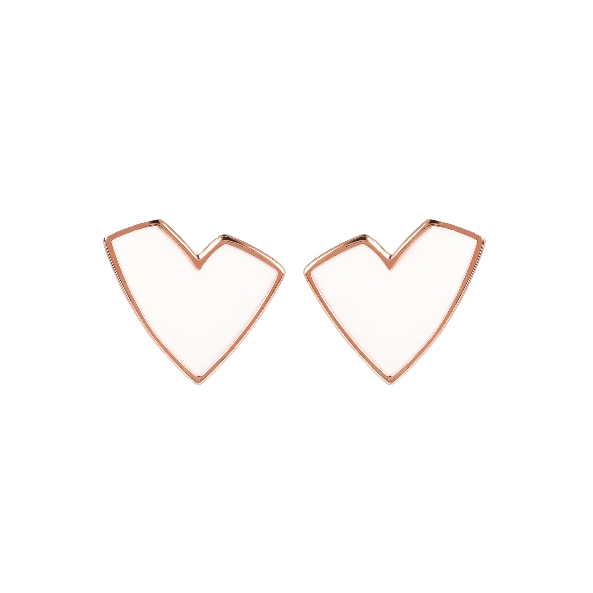 Small Heart Stud Earrings White