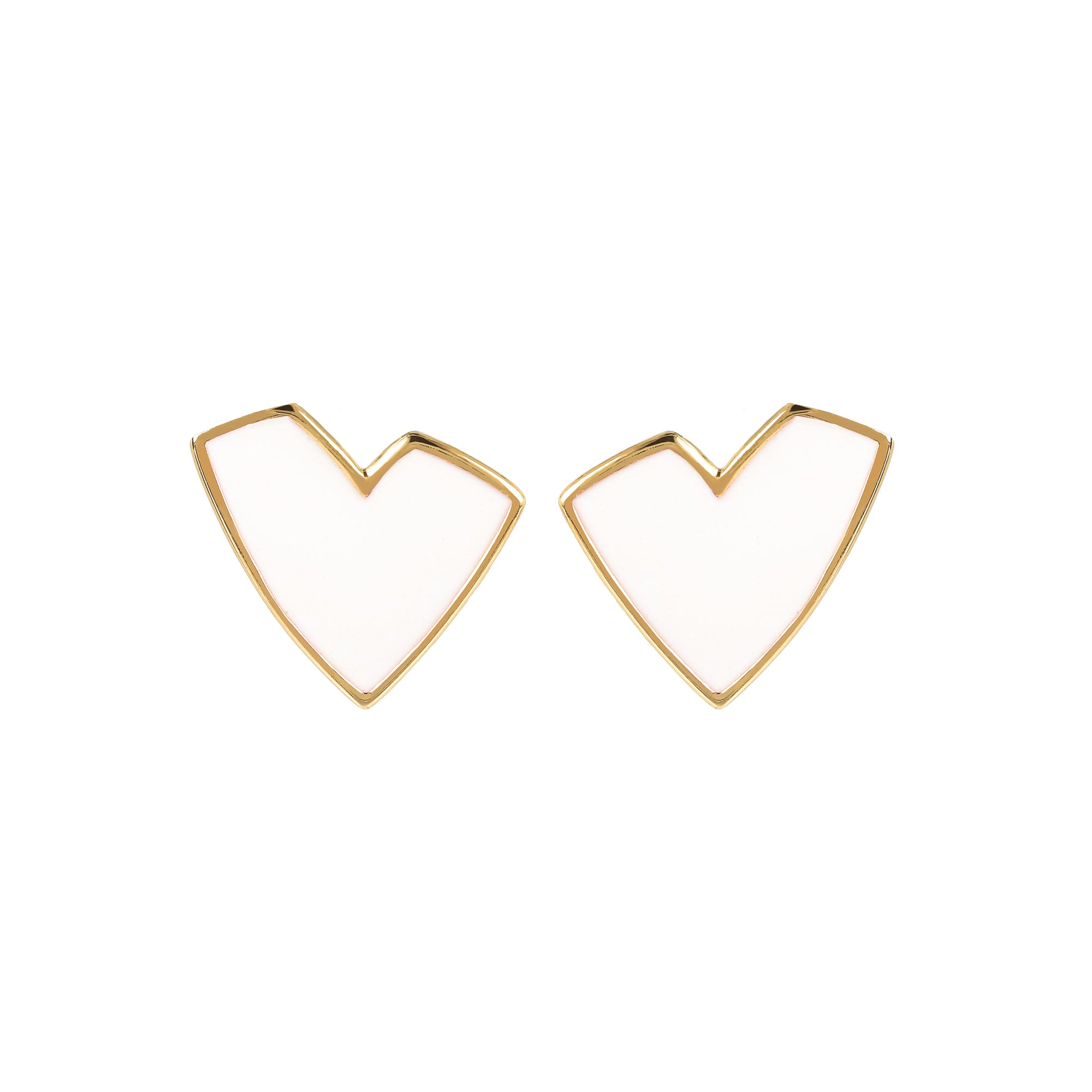 Small Heart Stud Earrings White