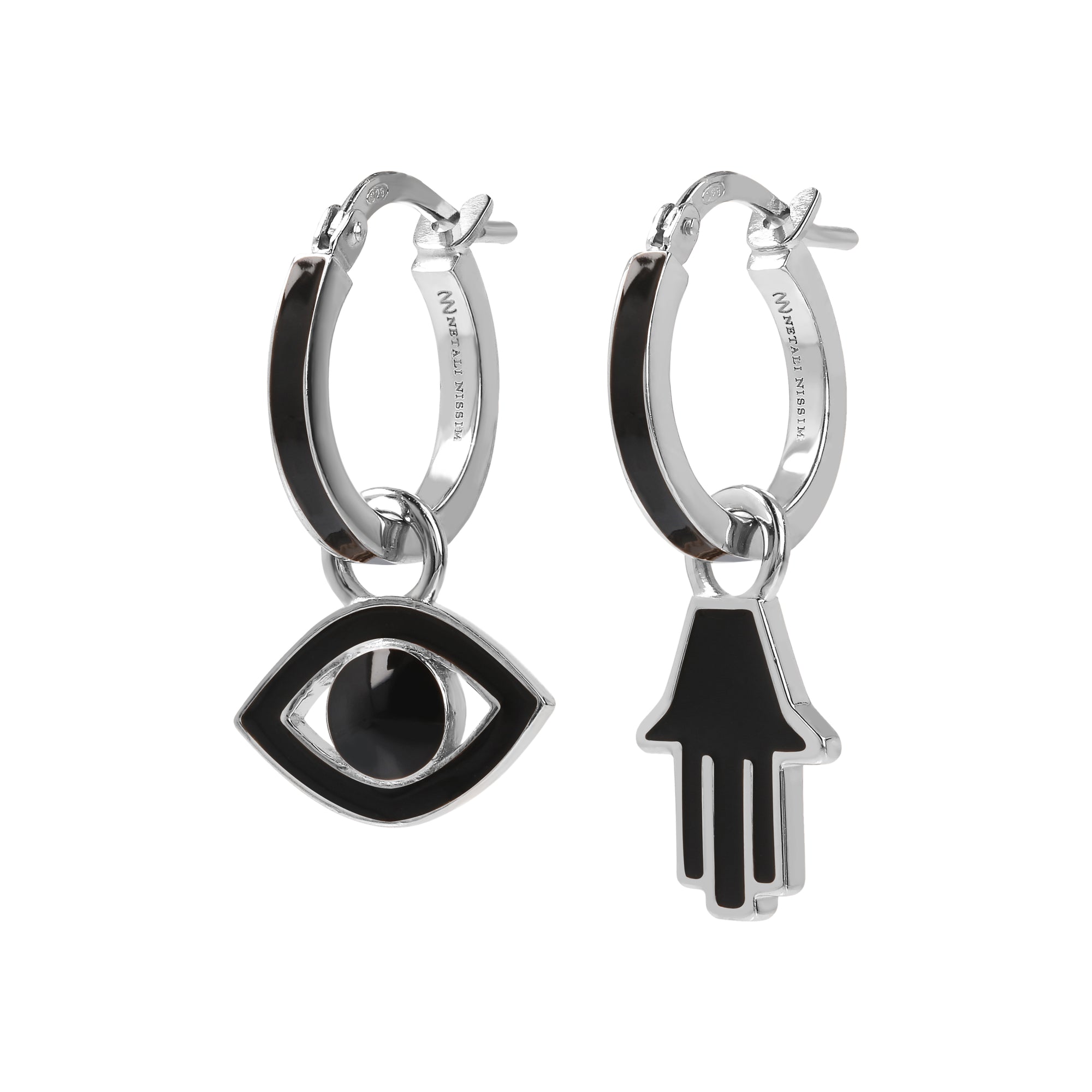 Small Hoops with Eye and Hamsa