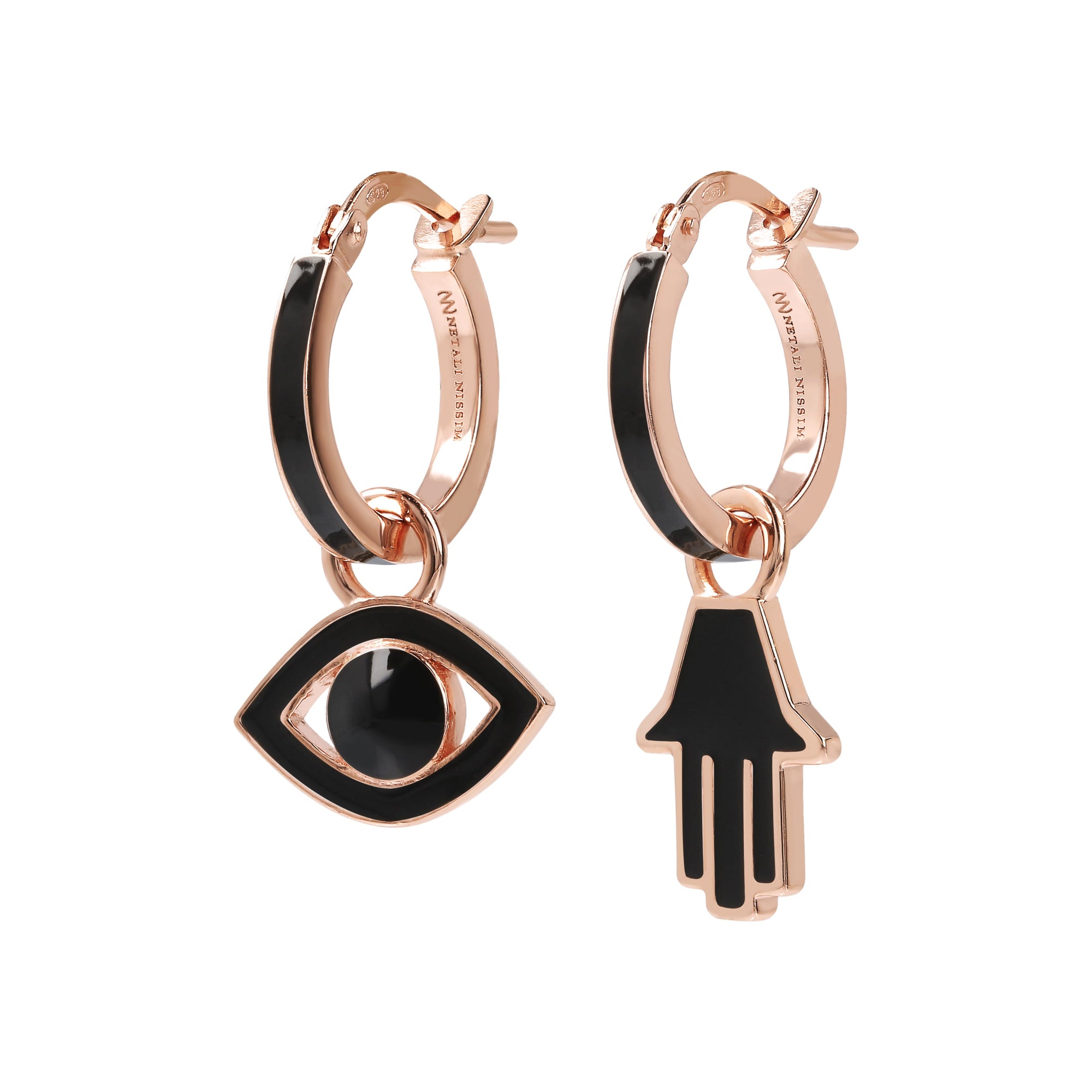 Small Hoops with Eye and Hamsa
