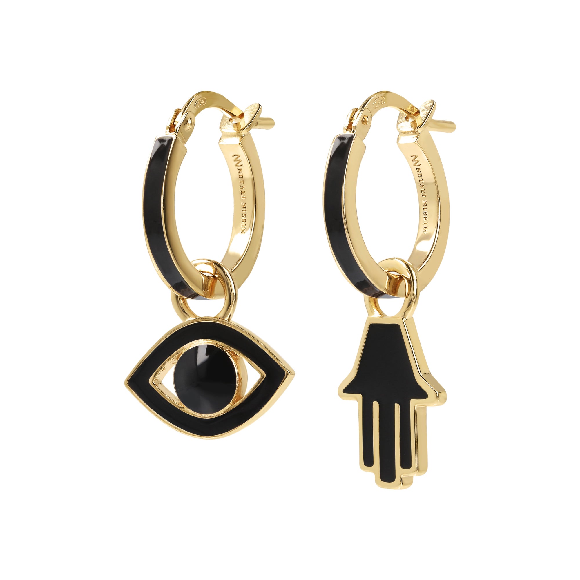 Small Hoops with Eye and Hamsa