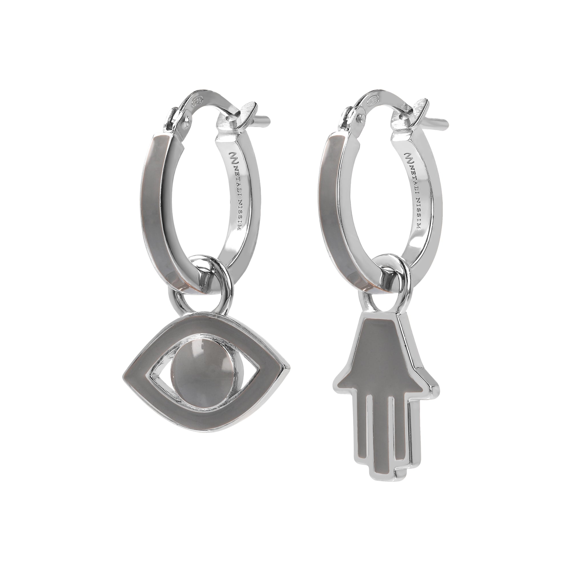 Small Hoops with Eye and Hamsa