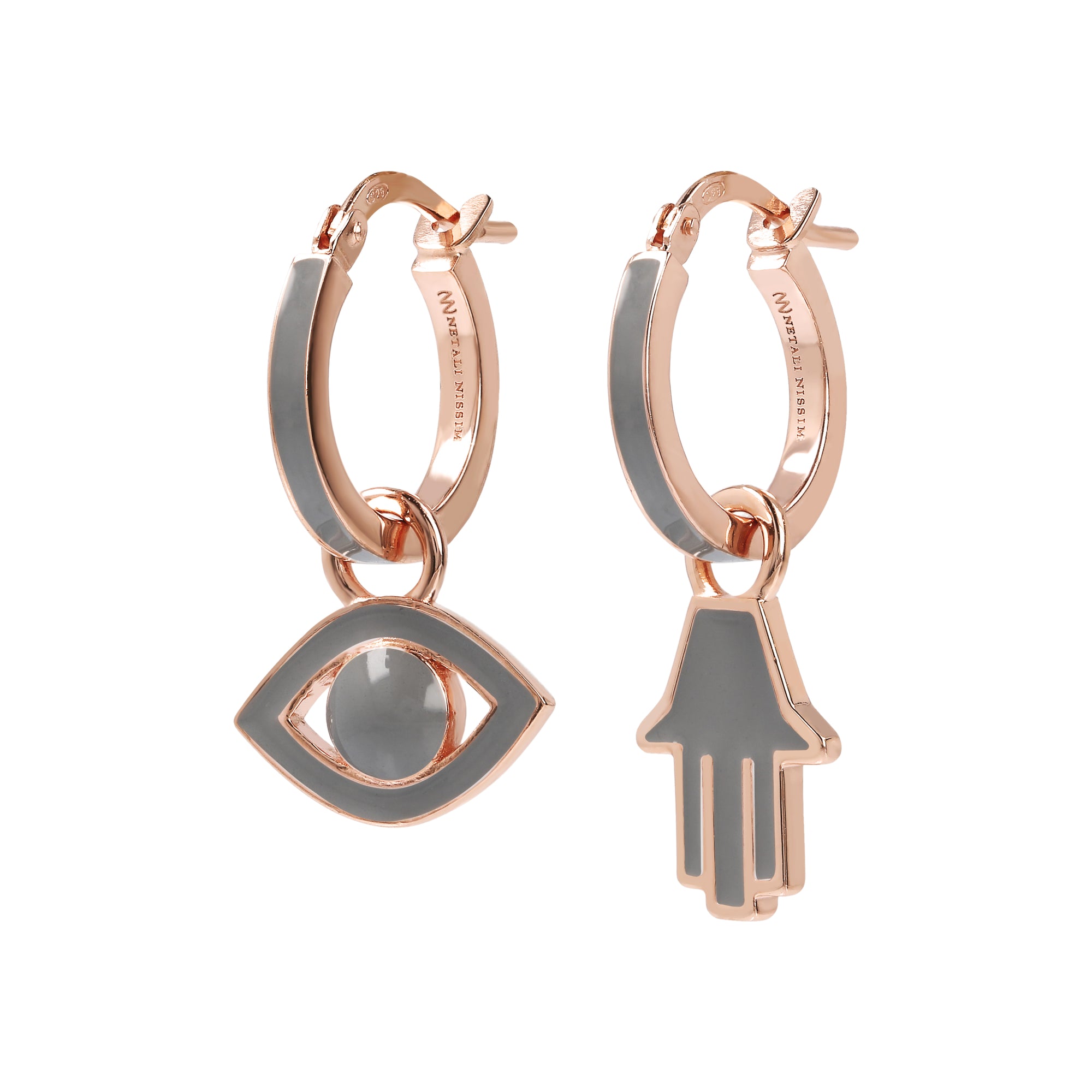 Small Hoops with Eye and Hamsa
