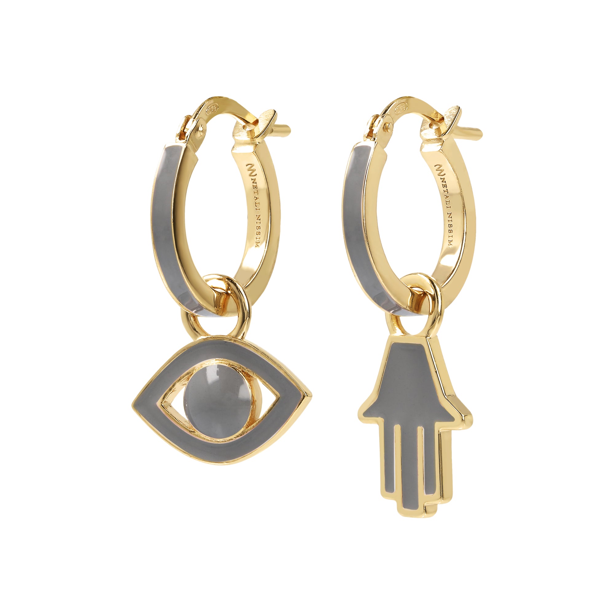 Small Hoops with Eye and Hamsa
