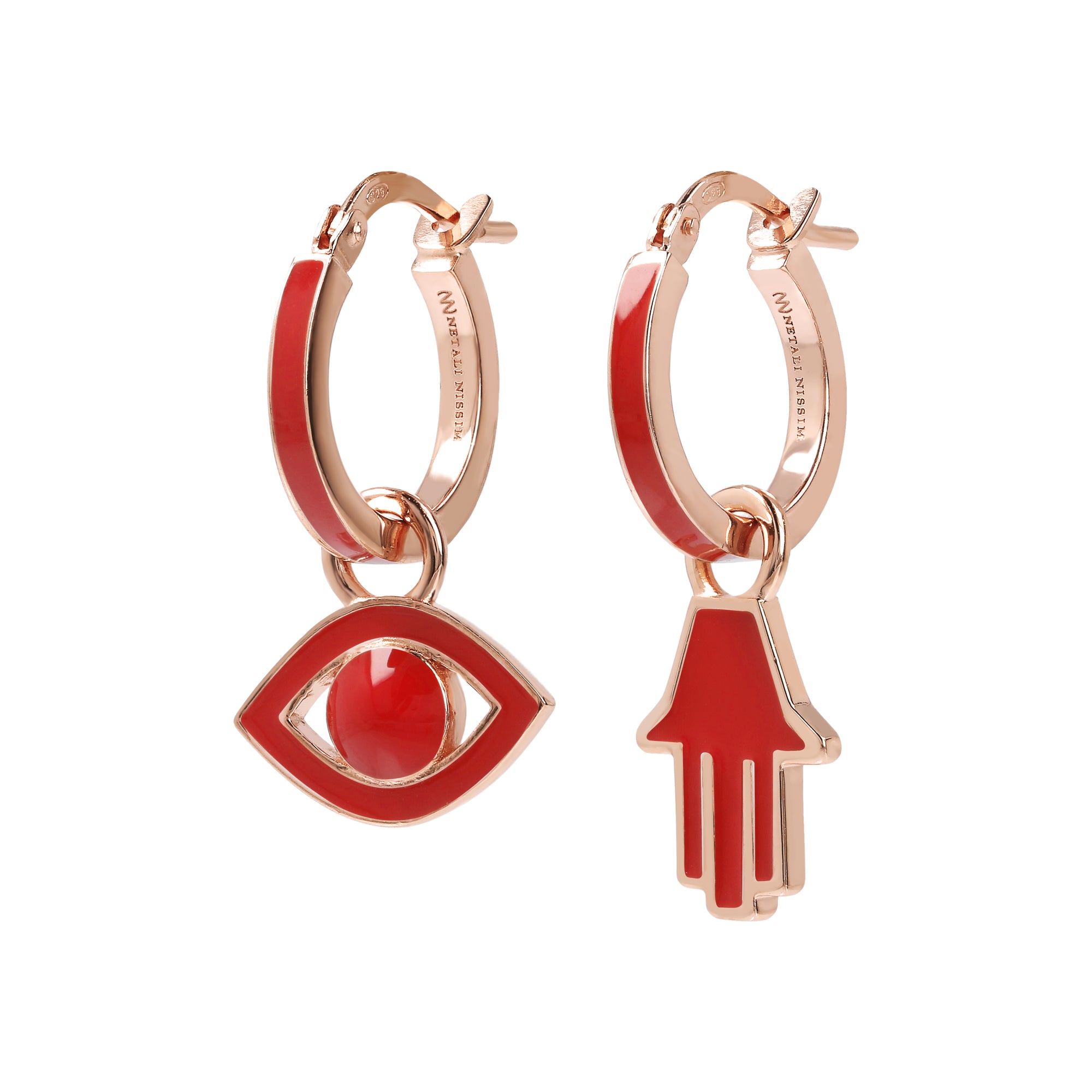 Small Hoops with Eye and Hamsa