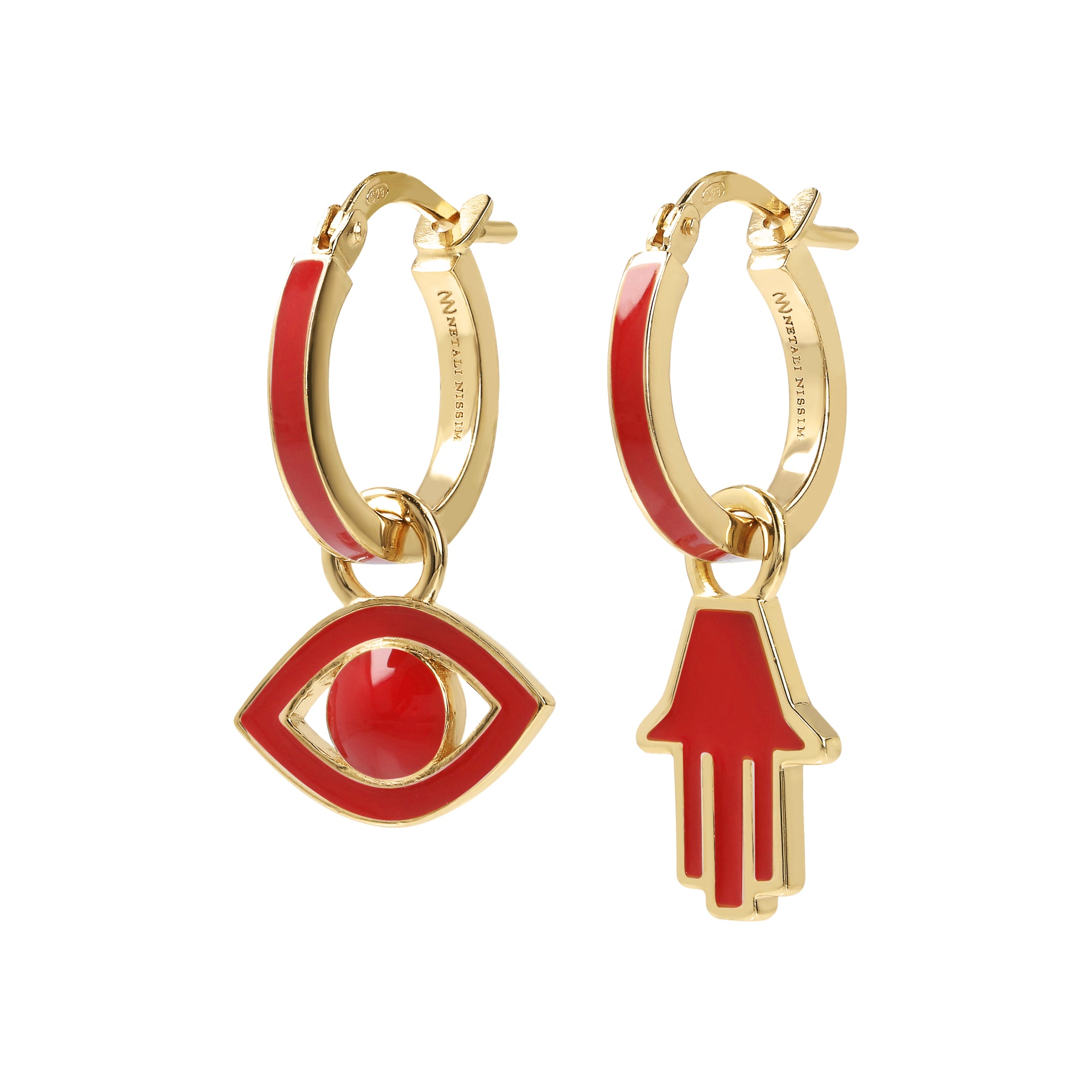 Small Hoops with Eye and Hamsa