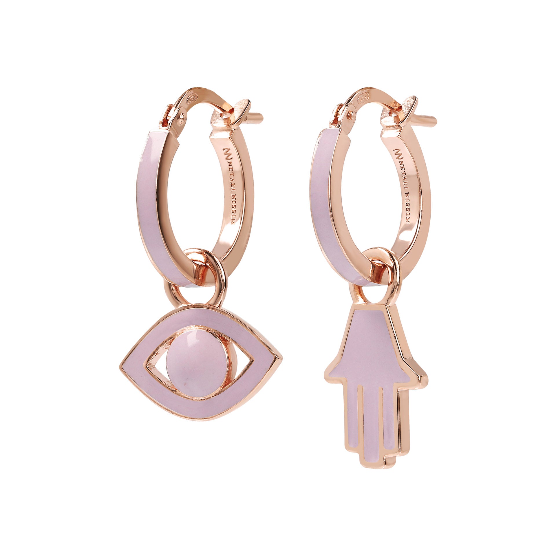 Small Hoops with Eye and Hamsa