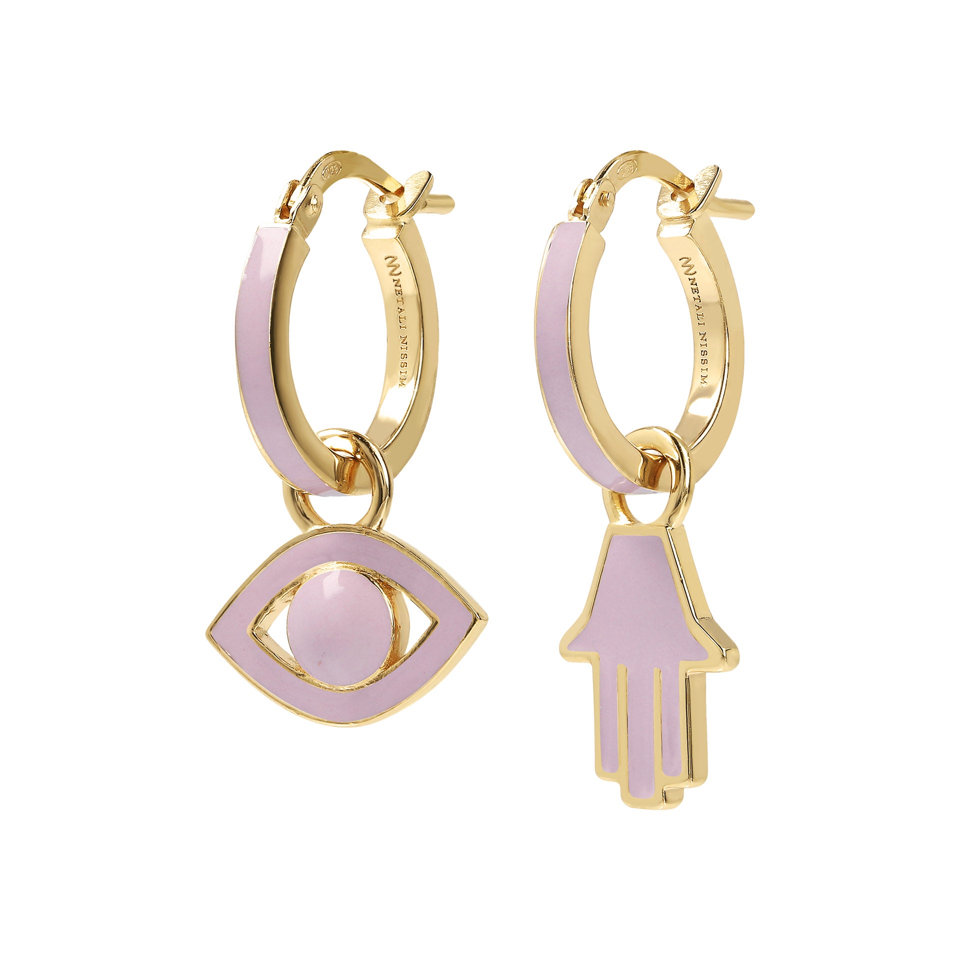 Small Hoops with Eye and Hamsa