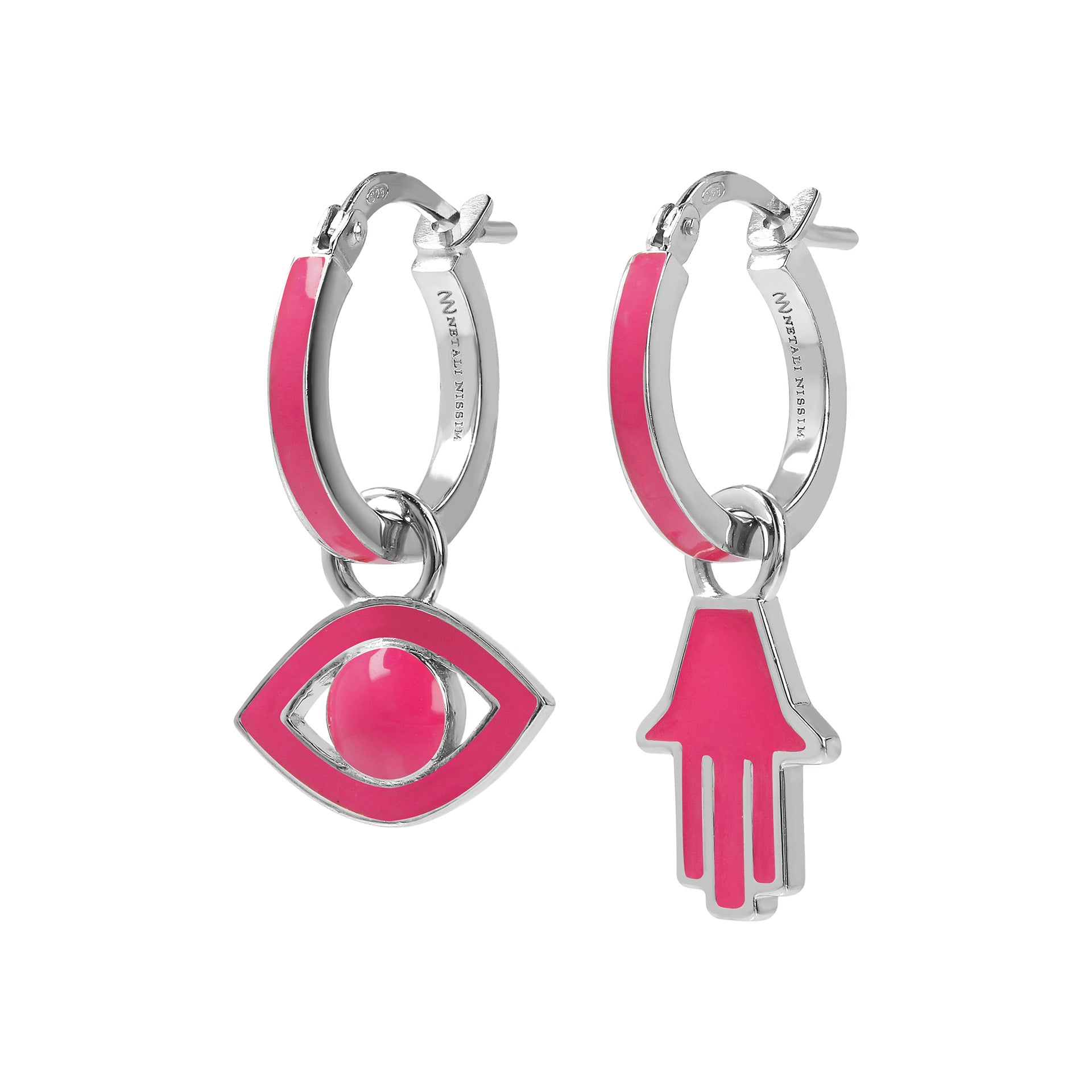 Small Hoops with Eye and Hamsa