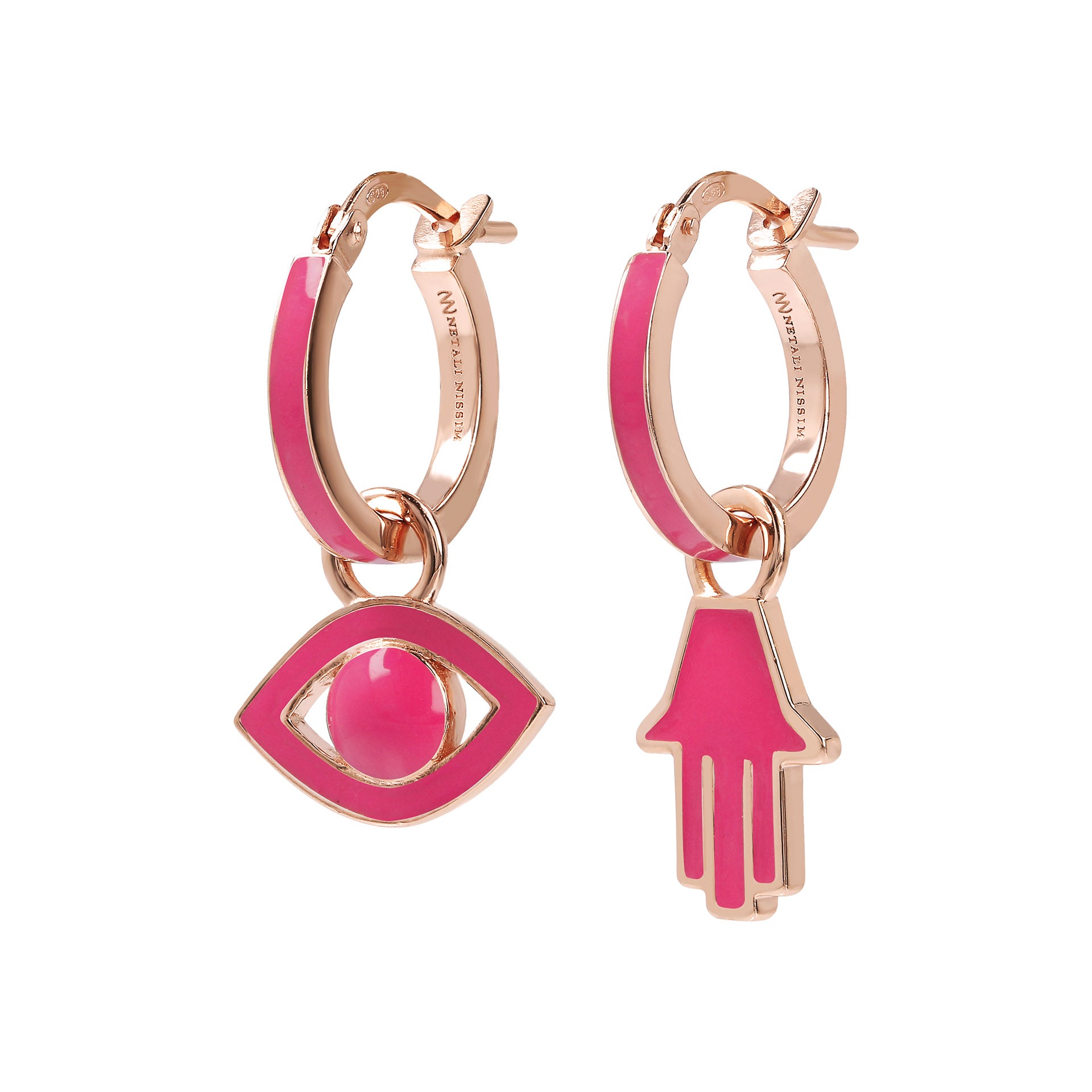 Small Hoops with Eye and Hamsa