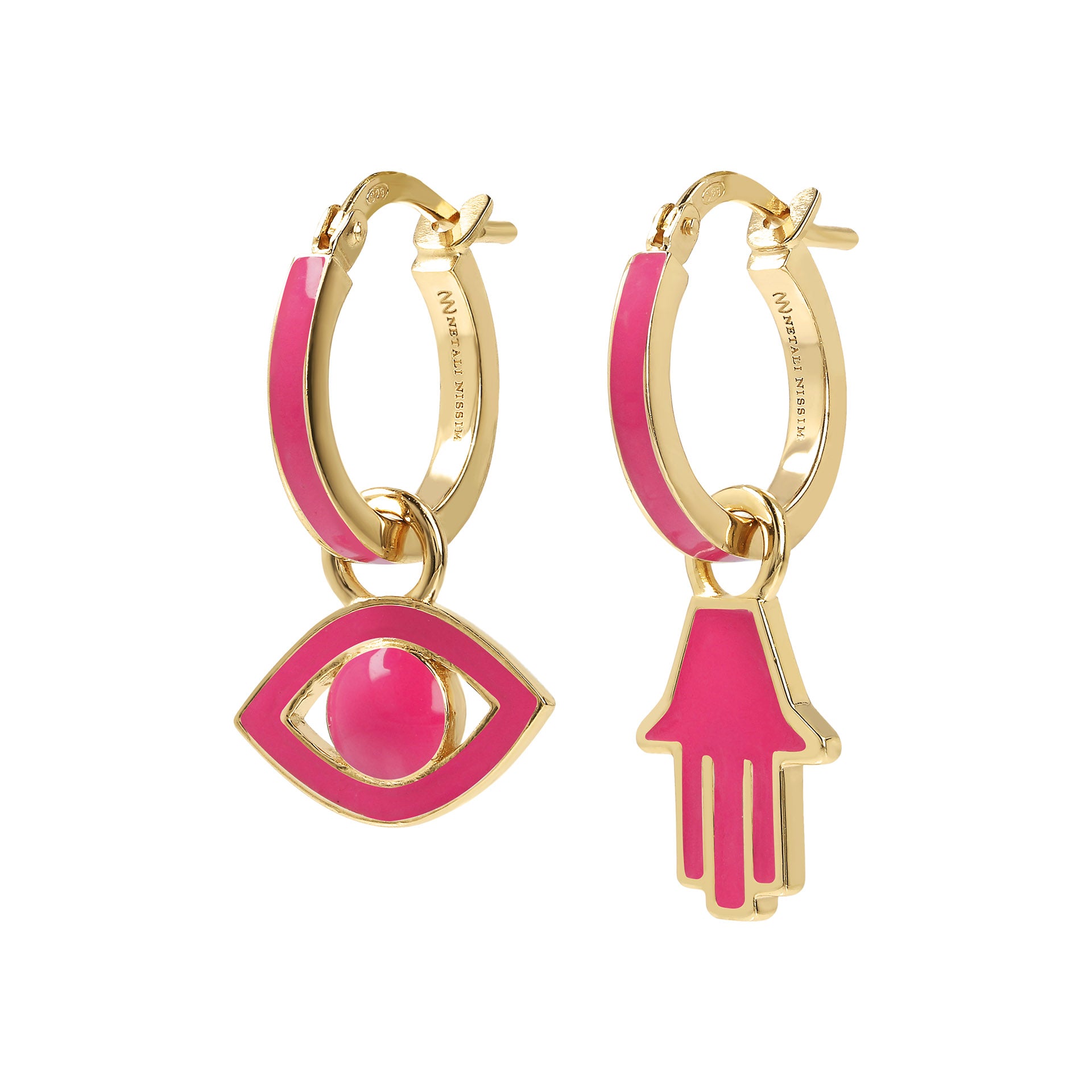 Small Hoops with Eye and Hamsa