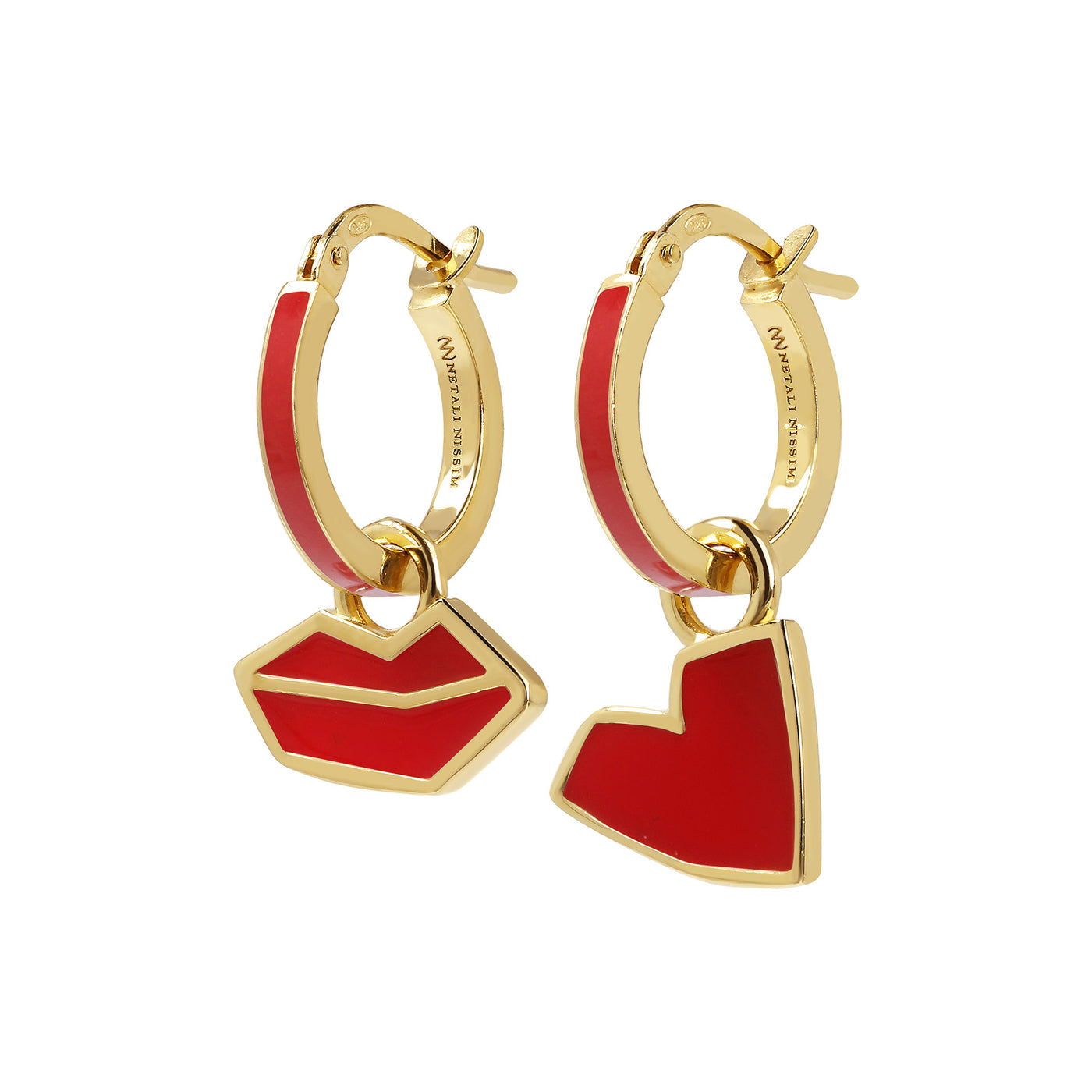 Small Hoops with Heart and Lips