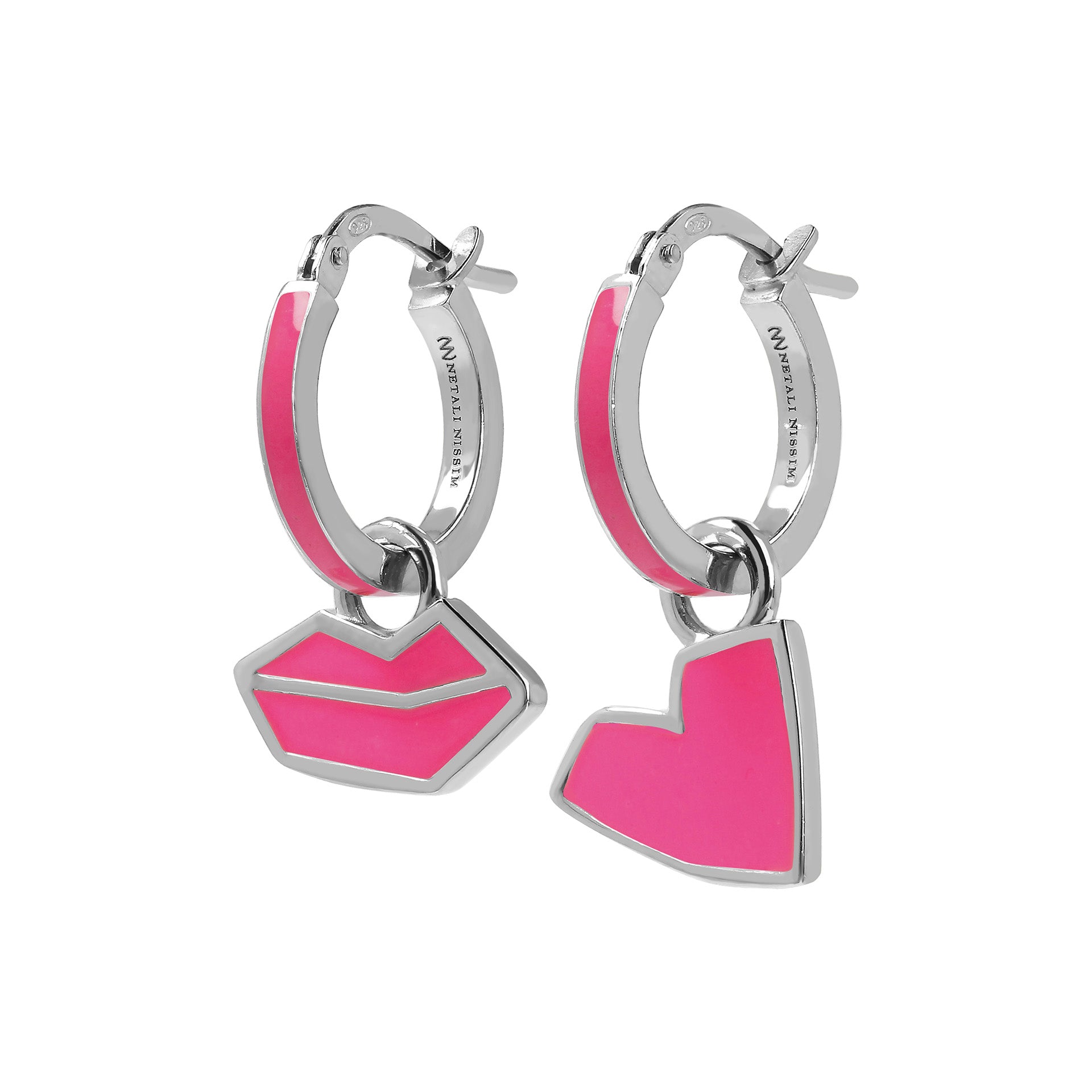 Small Hoops with Heart and Lips