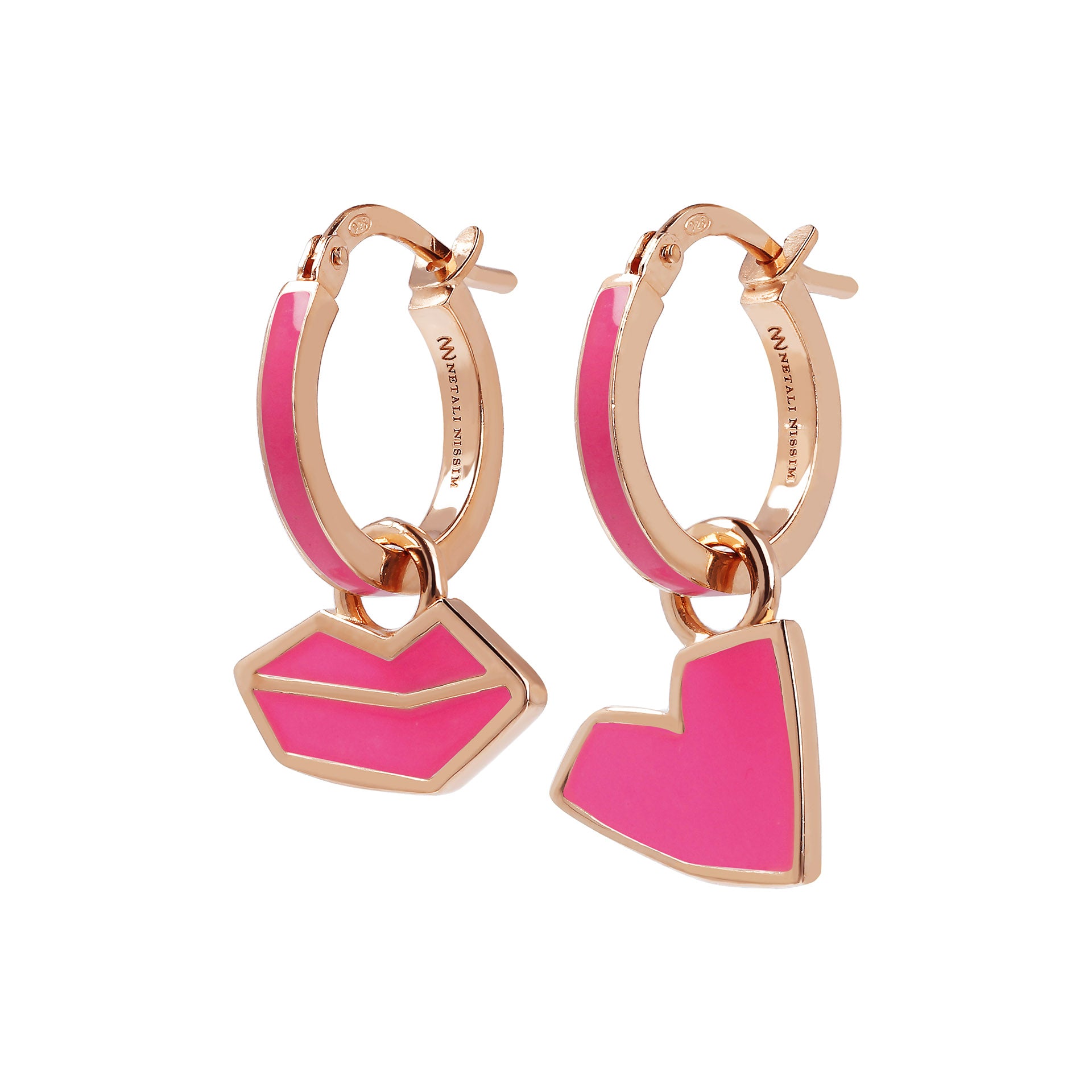 Small Hoops with Heart and Lips