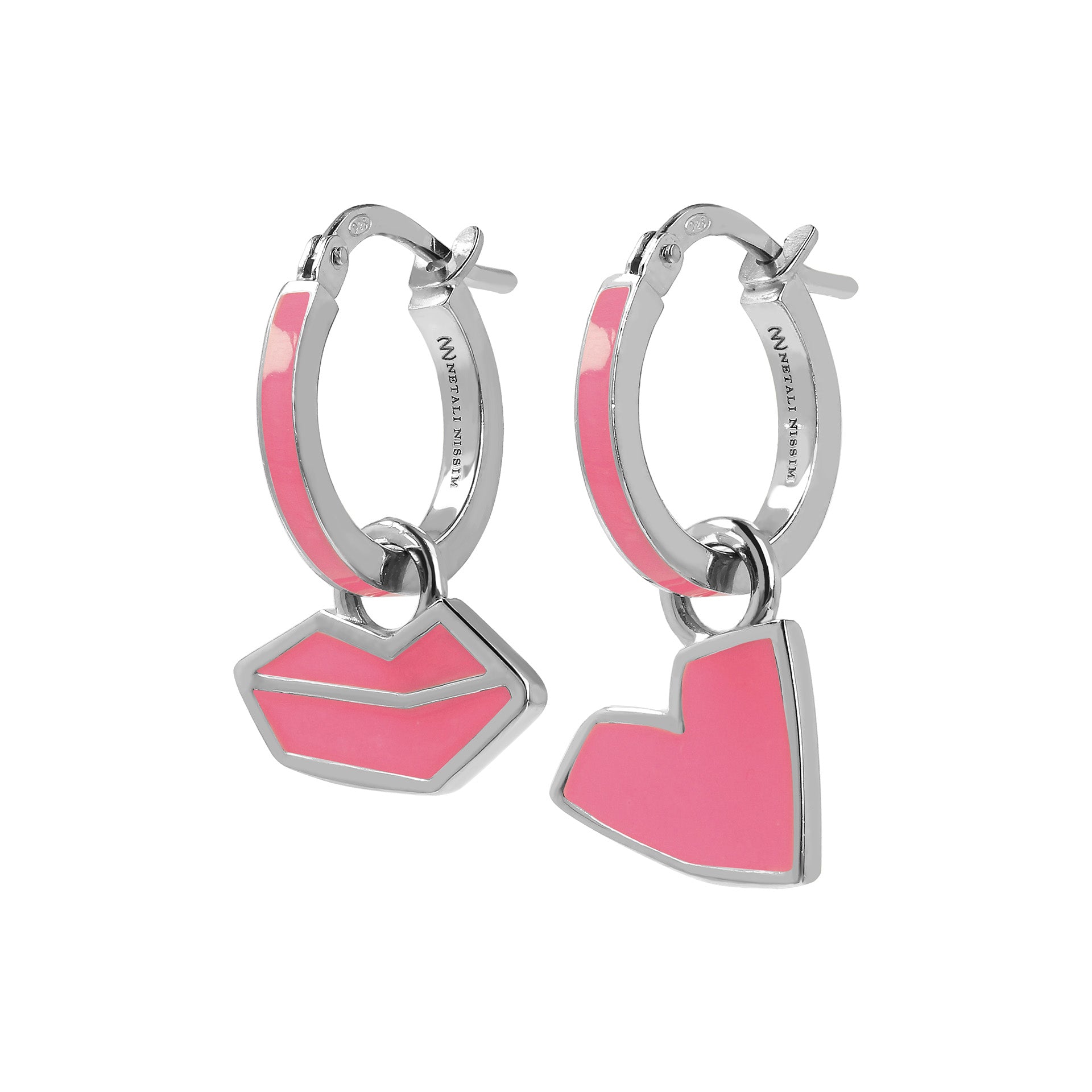 Small Hoops with Heart and Lips