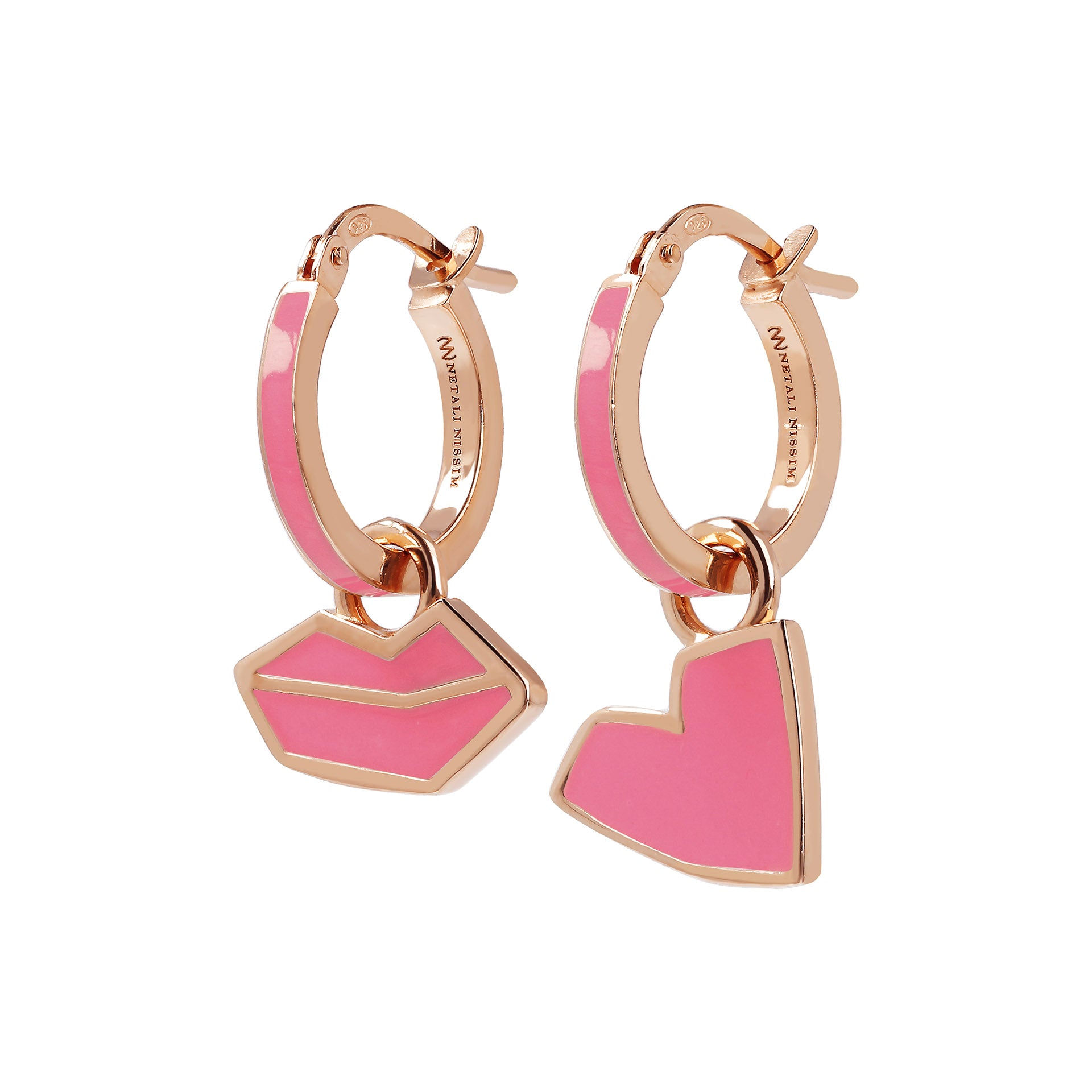 Small Hoops with Heart and Lips
